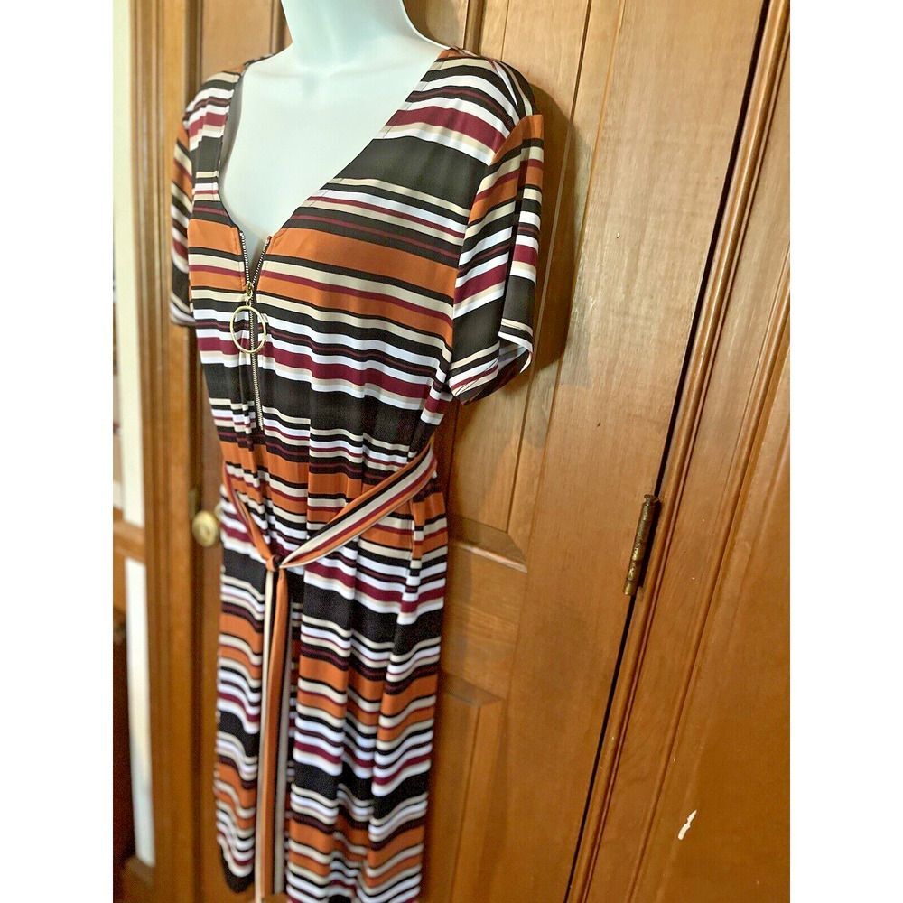 Tacera Multicolor Abstract Short Sleeve Dress – Women's Size Large Mini Midi